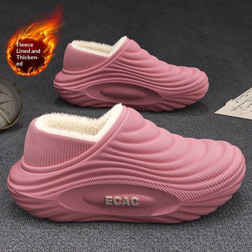 New Warm, Fleece-lined, Thickened Indoor House Slippers With Non-slip, Waterproof Soles