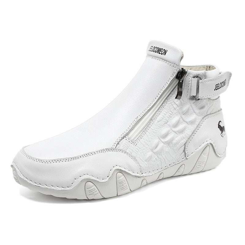 Genuine Leather Plus-Size Cotton Shoes Independent Website High-Top Wear-Resistant Outdoor Casual Shoes