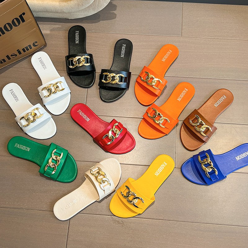 Lazy-style Outdoor Flat Slippers For Women