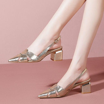 Versatile Fashionable Pointed-Toe Open-Heel High Heels Womens Sandals