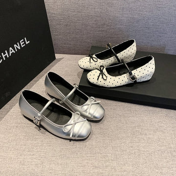 Women's French Style Bow Embellished Shallow Cut Hidden Wedge Heel Single Shoes, 2026 New Collection, Gentle Evening Style Fashion Dress Shoes With One-Strap Buckle
