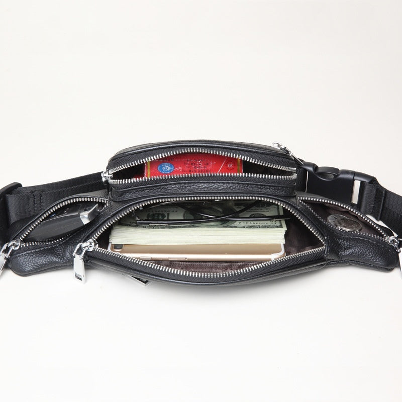 Mens Leather Waist Bag, Large Capacity, Durable First-Layer Cowhide